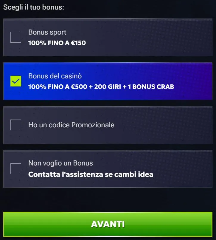 RTbet Registrazione al casinò