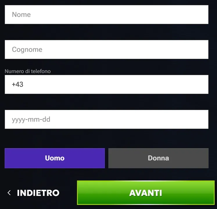 RTbet Registrazione al casinò